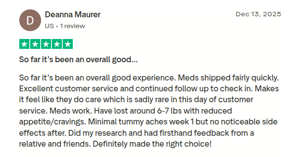  A 5-star review on OrderlyMeds.
