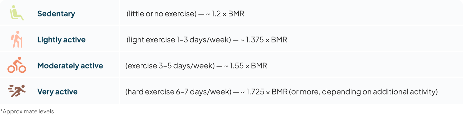 TDEE Common Multipliers